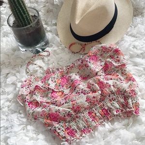 Cute Little Floral Scrunch Crop Tank 🌸🌼
